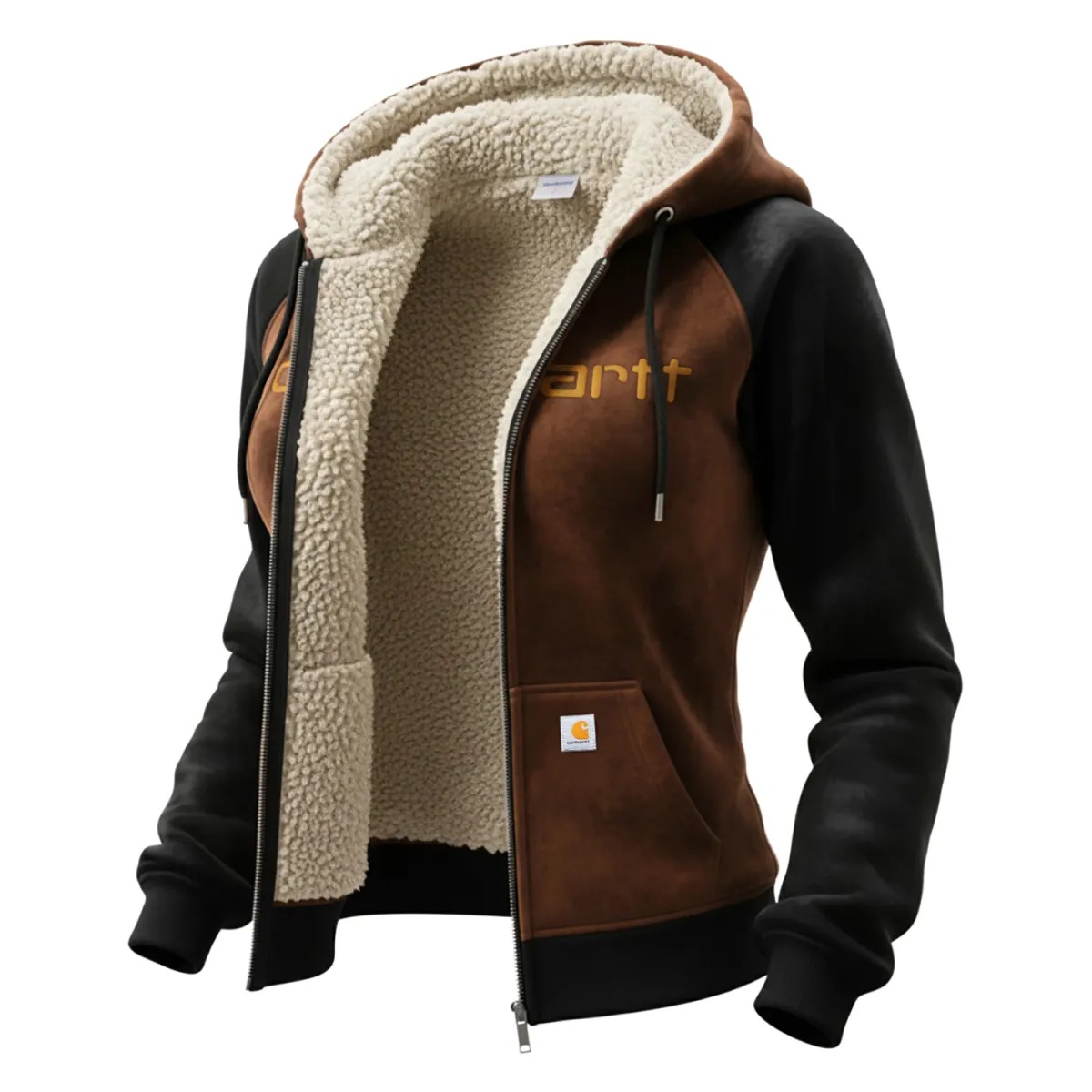 Carhartt Women's Casual Suede Thickened Zipper Cardigan Jacket Hooded Sweatshirt