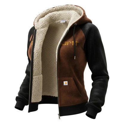 Carhartt Women's Casual Suede Thickened Zipper Cardigan Jacket Hooded Sweatshirt