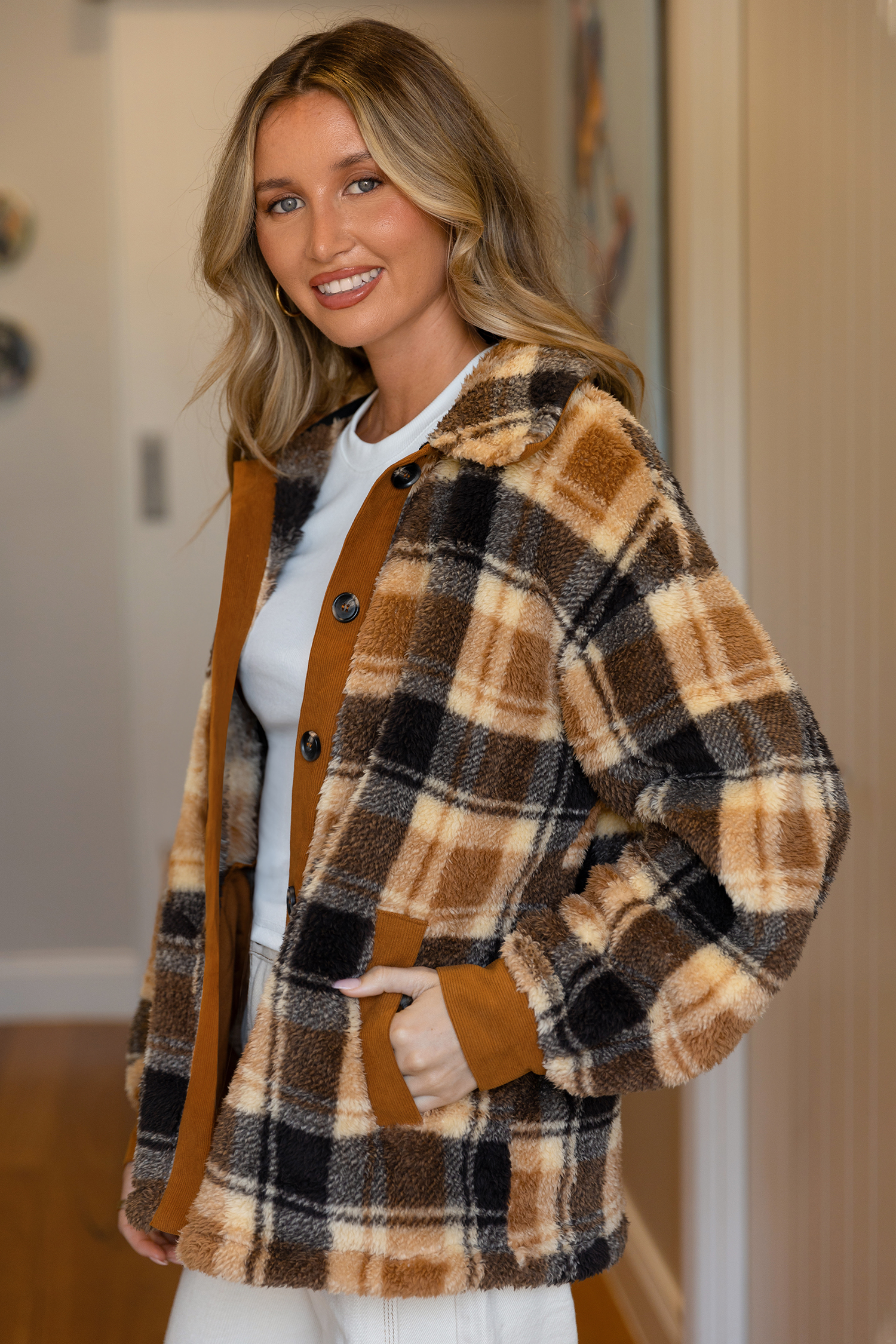 Warm Welcome Plaid Coat