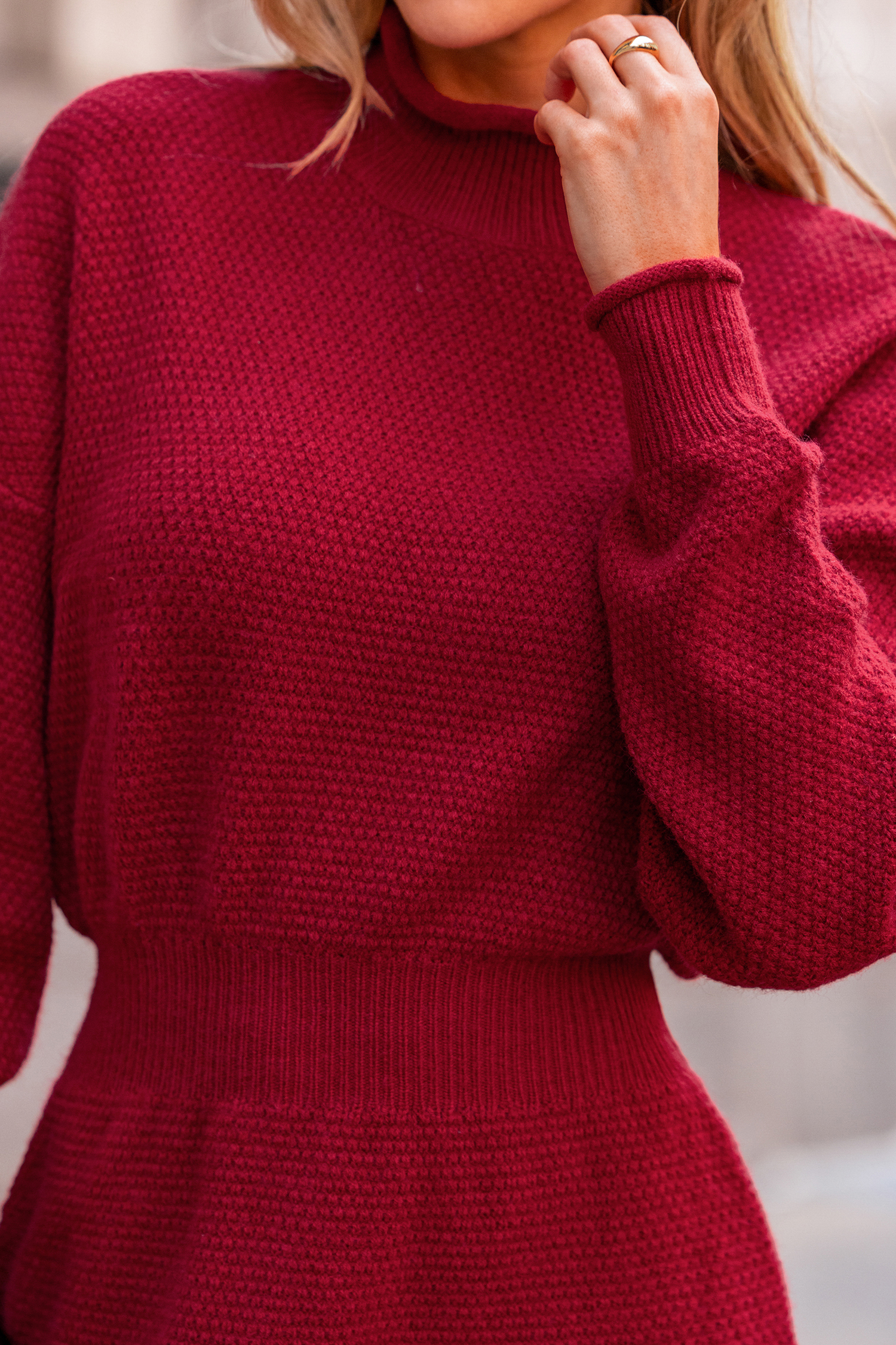 Scarlet Moments Red Mini Sweater Dress