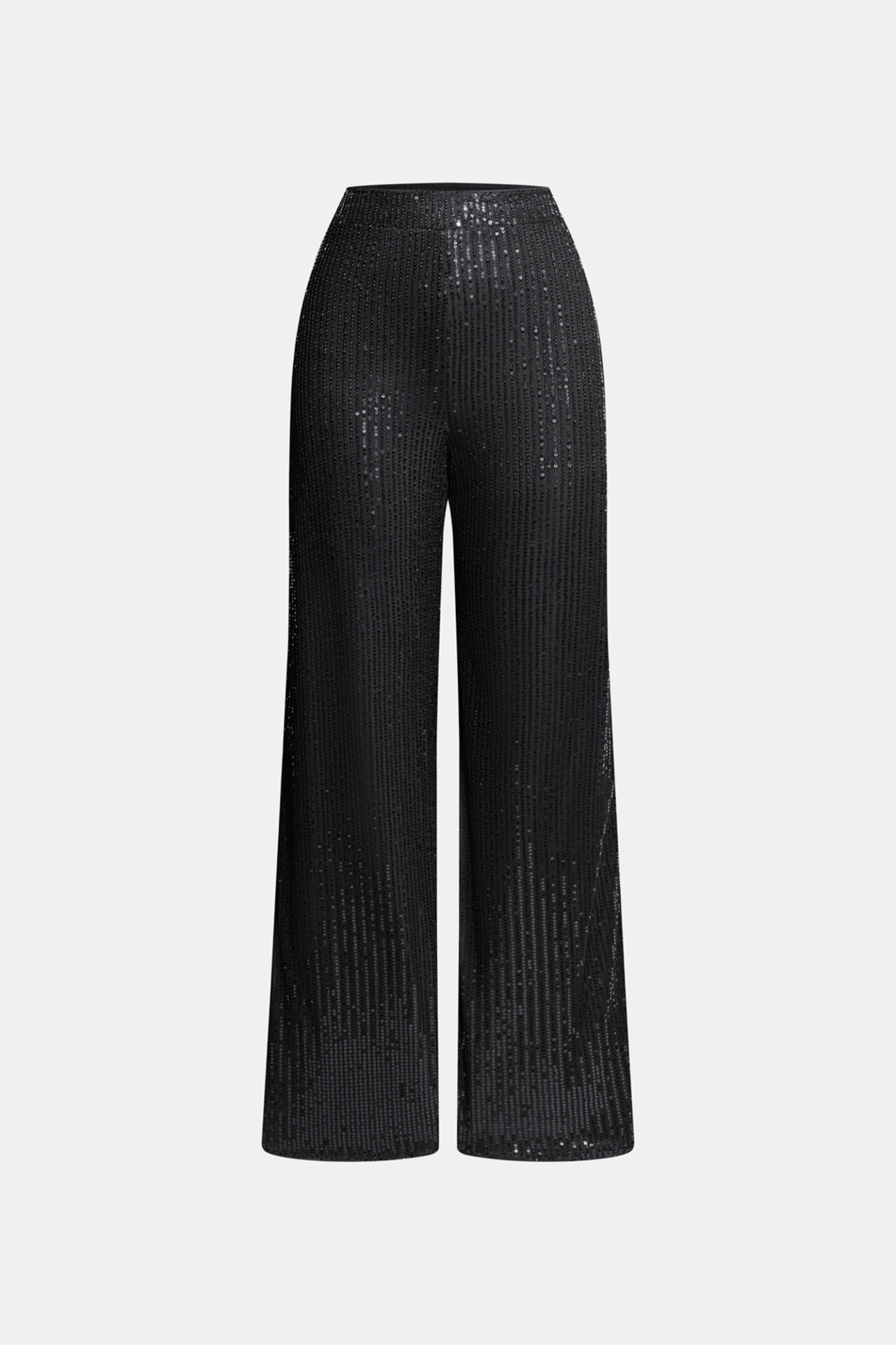 Black Sequins Wide Leg Jersey Pants