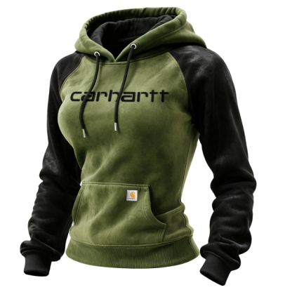 Outdoor women's casual suede contrast color stitching raglan sleeve hooded sweatshirt retro western sweatshirt