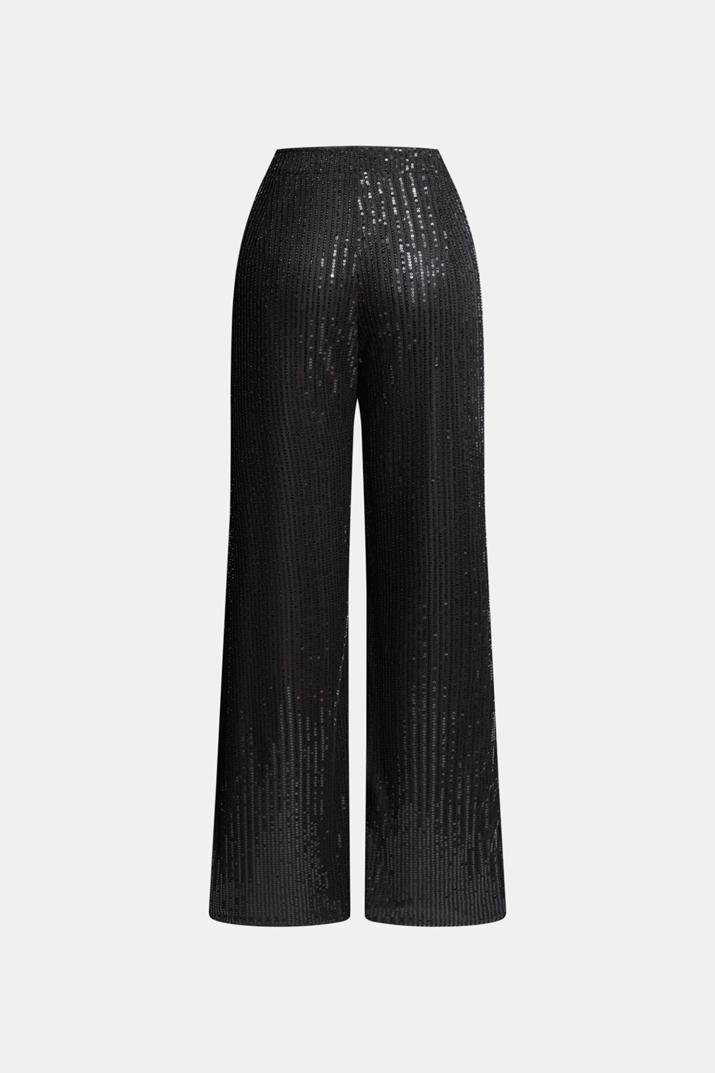 Black Sequins Wide Leg Jersey Pants