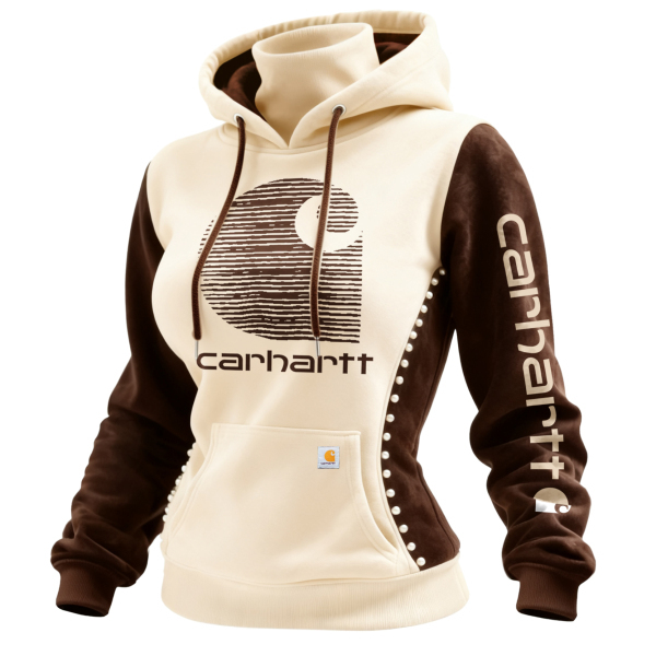 Women's Retro Western Suede Hooded Sweatshirt Turtleneck Contrast Color Stitching Beaded Sweatshirt