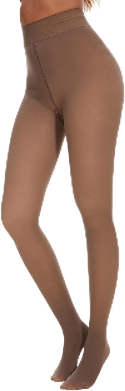 Women's Fleece Lined Tights - Fake Sheer Warm Pantyhose Thick Winter Leggings