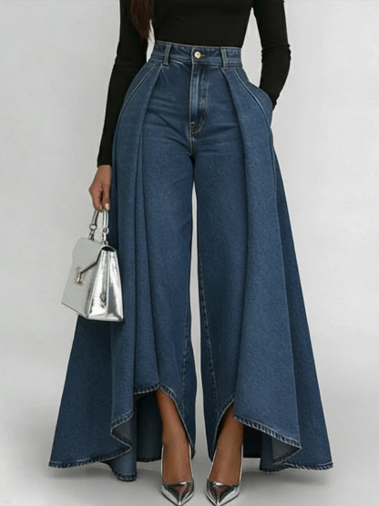 Women's High-waisted Casual Loose-fitting Wide-leg Jeans