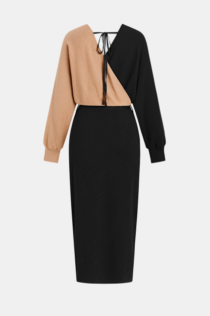 Evening Glow Two-Toned Midi Sweater Dress