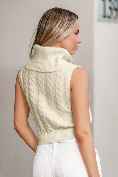 Turtleneck Sleeveless Sweater Vest