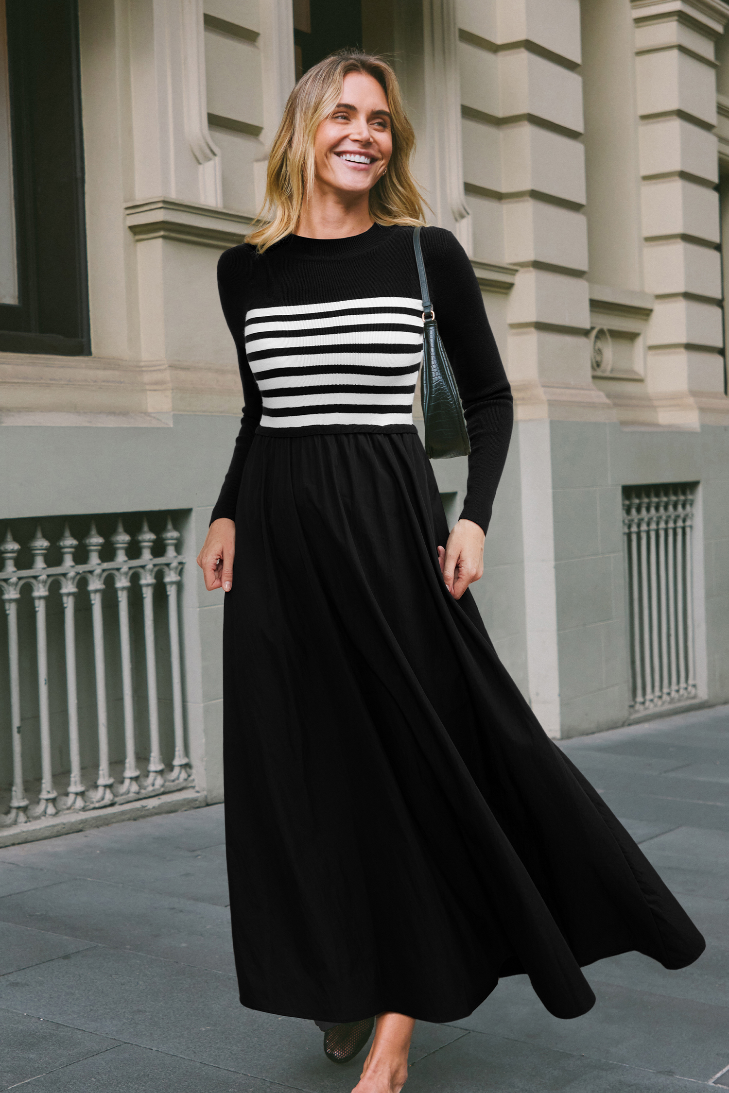 City Muse Striped Sweater Dress