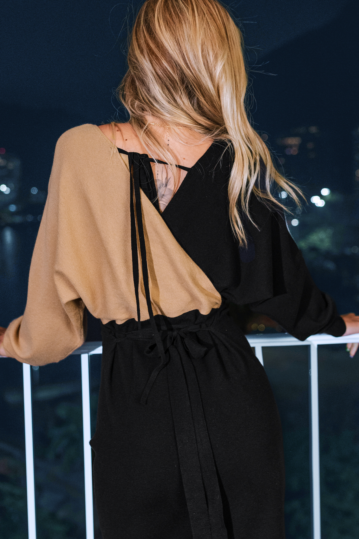 Evening Glow Two-Toned Midi Sweater Dress