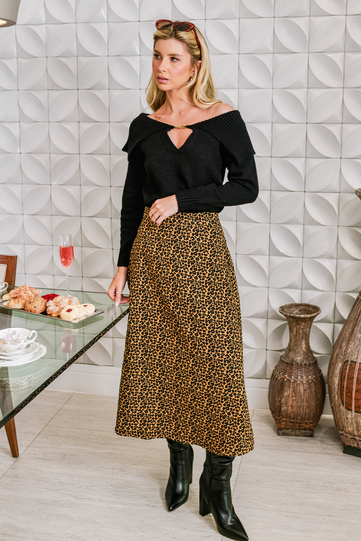 Rebel Rules Animal Print Midi Skirt