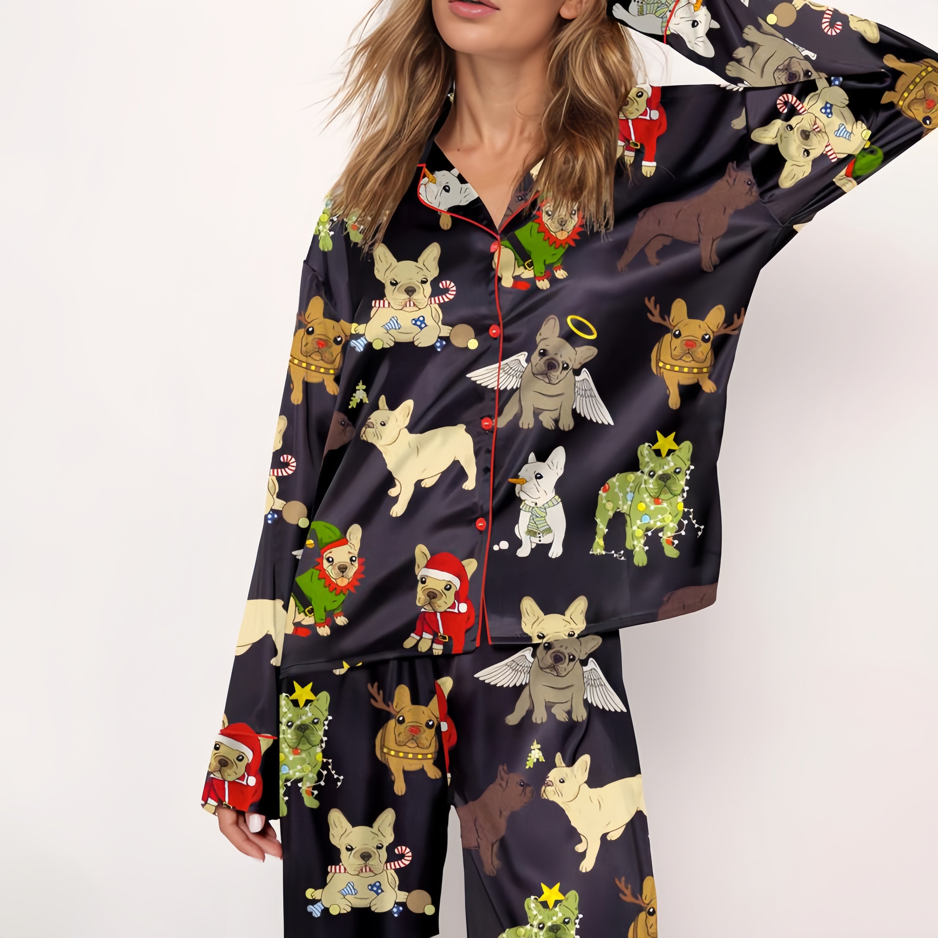 Christmas French Bulldog Women's Pajama Set