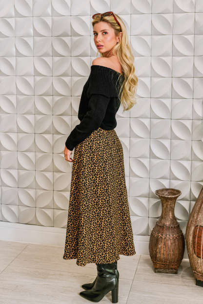 Rebel Rules Animal Print Midi Skirt