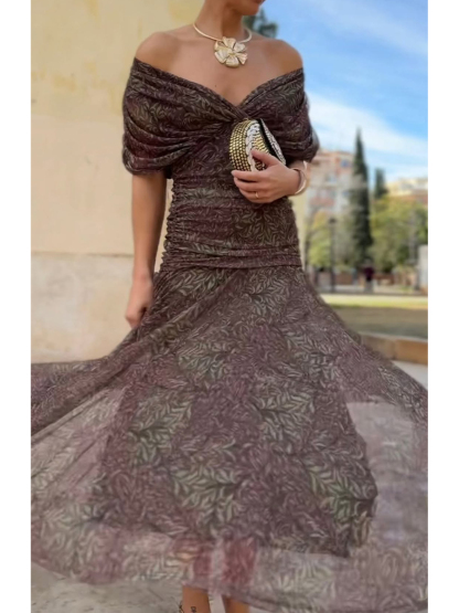 Women's Elegant Floral Print Corset Dress
