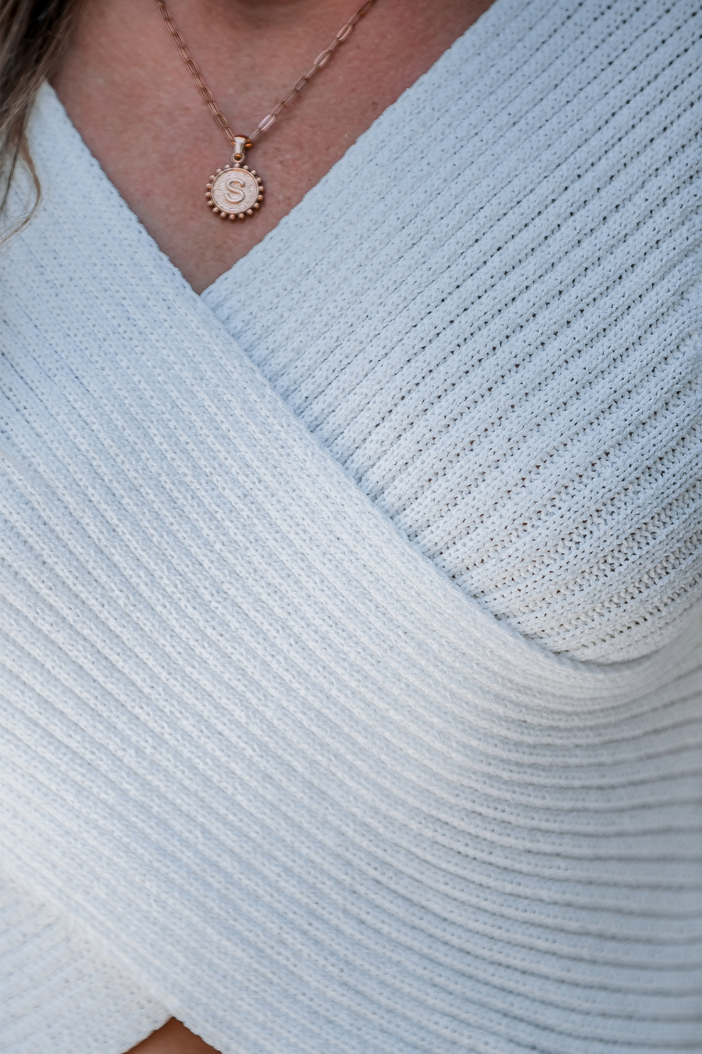 White Ribbed Knit Long Sleeve Wrap Crop Top