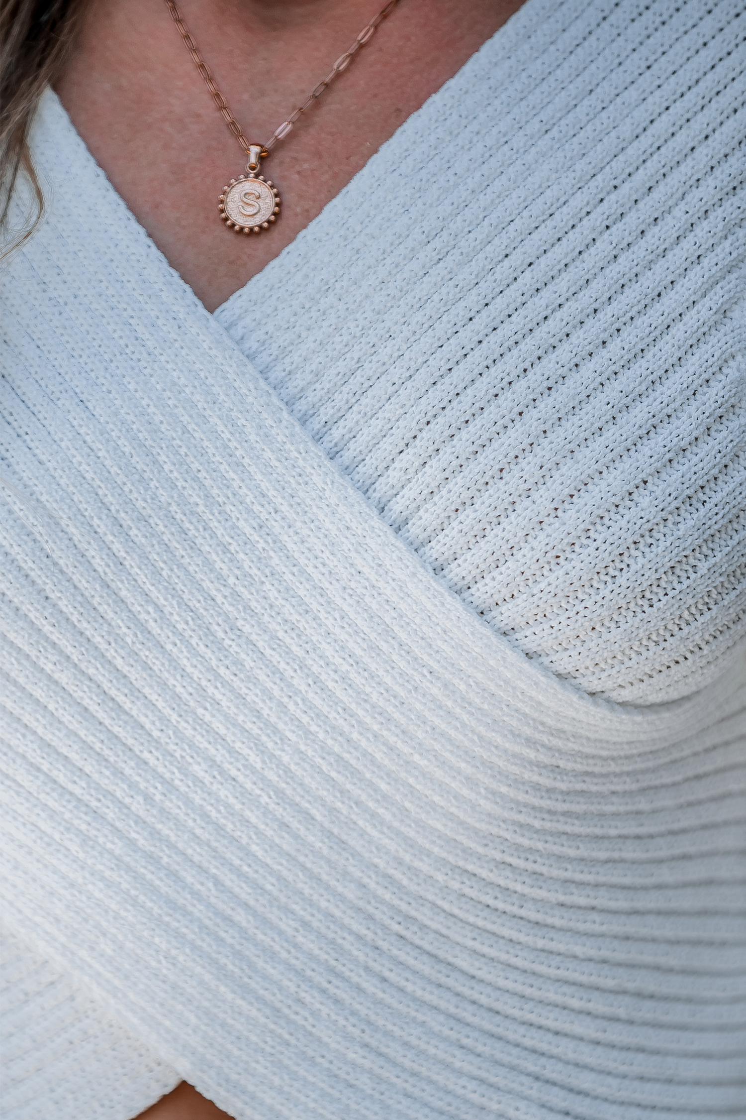 White Ribbed Knit Long Sleeve Wrap Crop Top