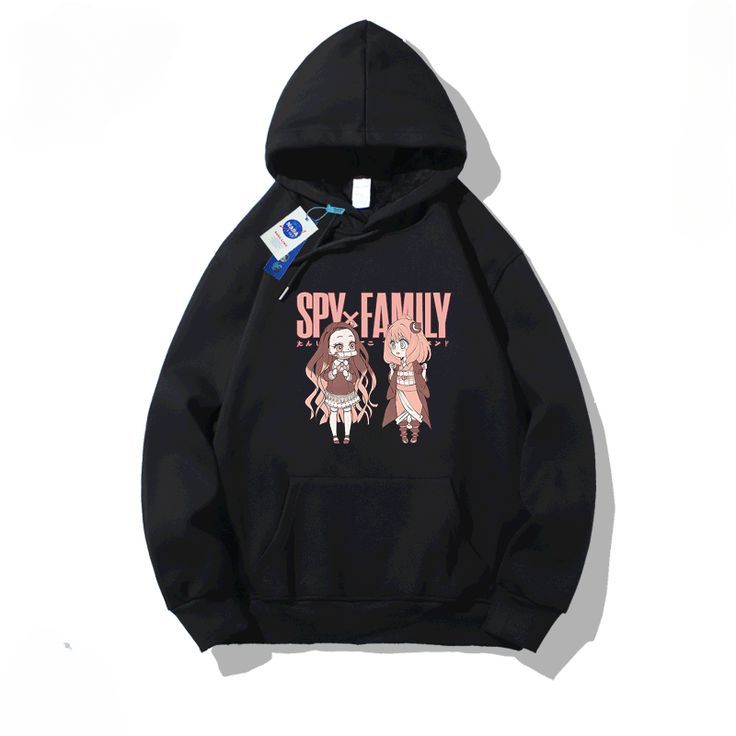 Spy x Family and Demon Slayer Hoodie Black
