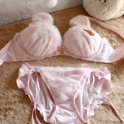 1 Pair Cute Bear Winter Lingerie Bra Set