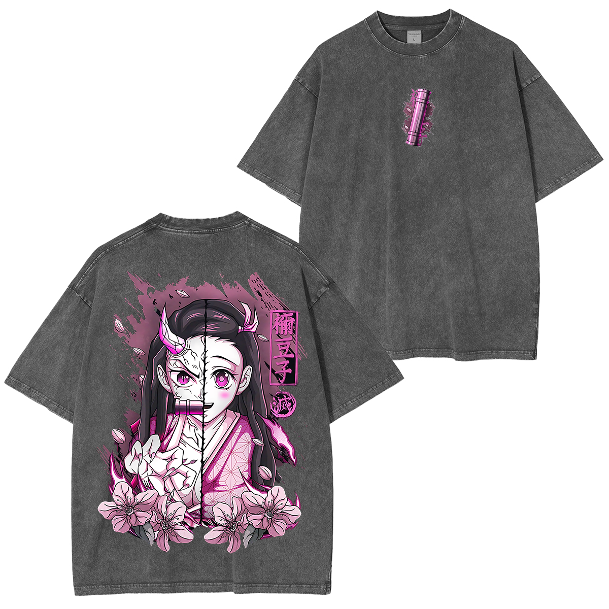 Nezuko Kamado, Demon Slayer Anime Unisex Washed T-Shirt