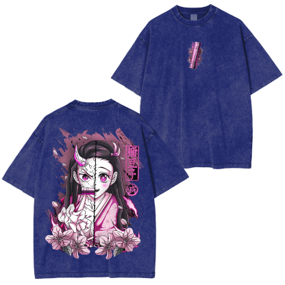 Nezuko Kamado, Demon Slayer Anime Unisex Washed T-Shirt