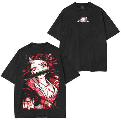 Nezuko Kamado, Demon Slayer Anime Unisex Washed T-Shirt