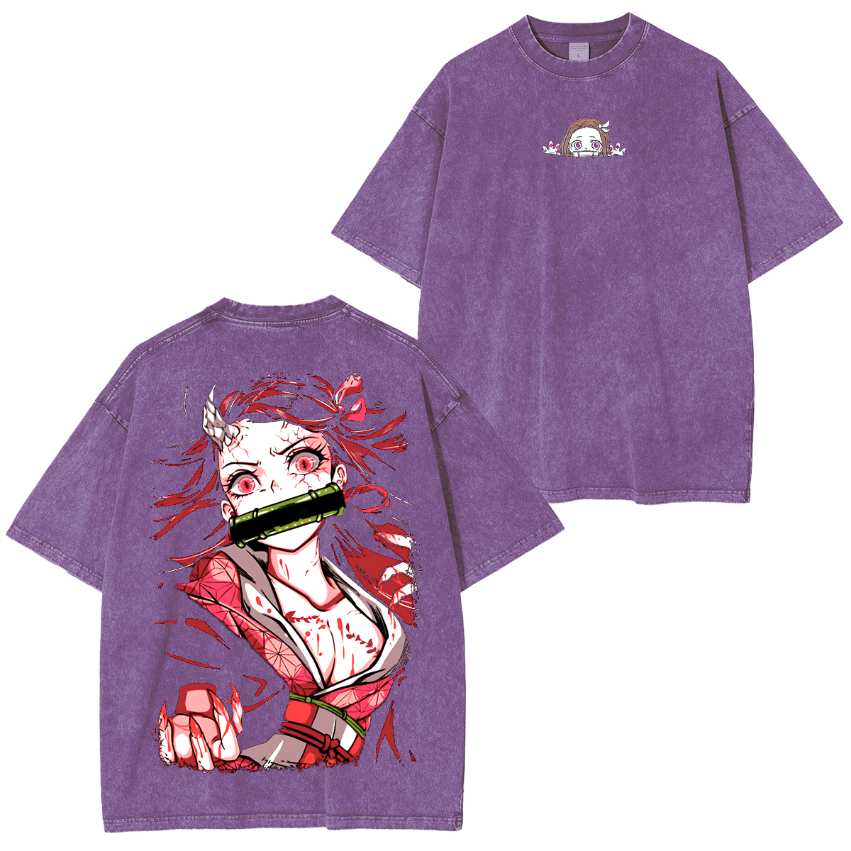 Nezuko Kamado, Demon Slayer Anime Unisex Washed T-Shirt