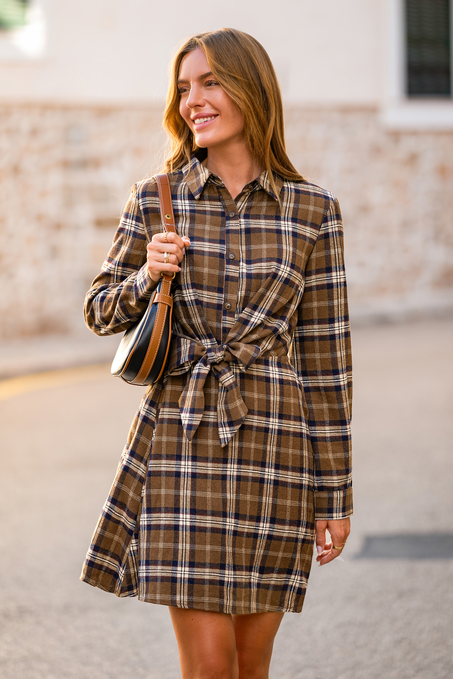 Get the Memo Plaid Mini Dress