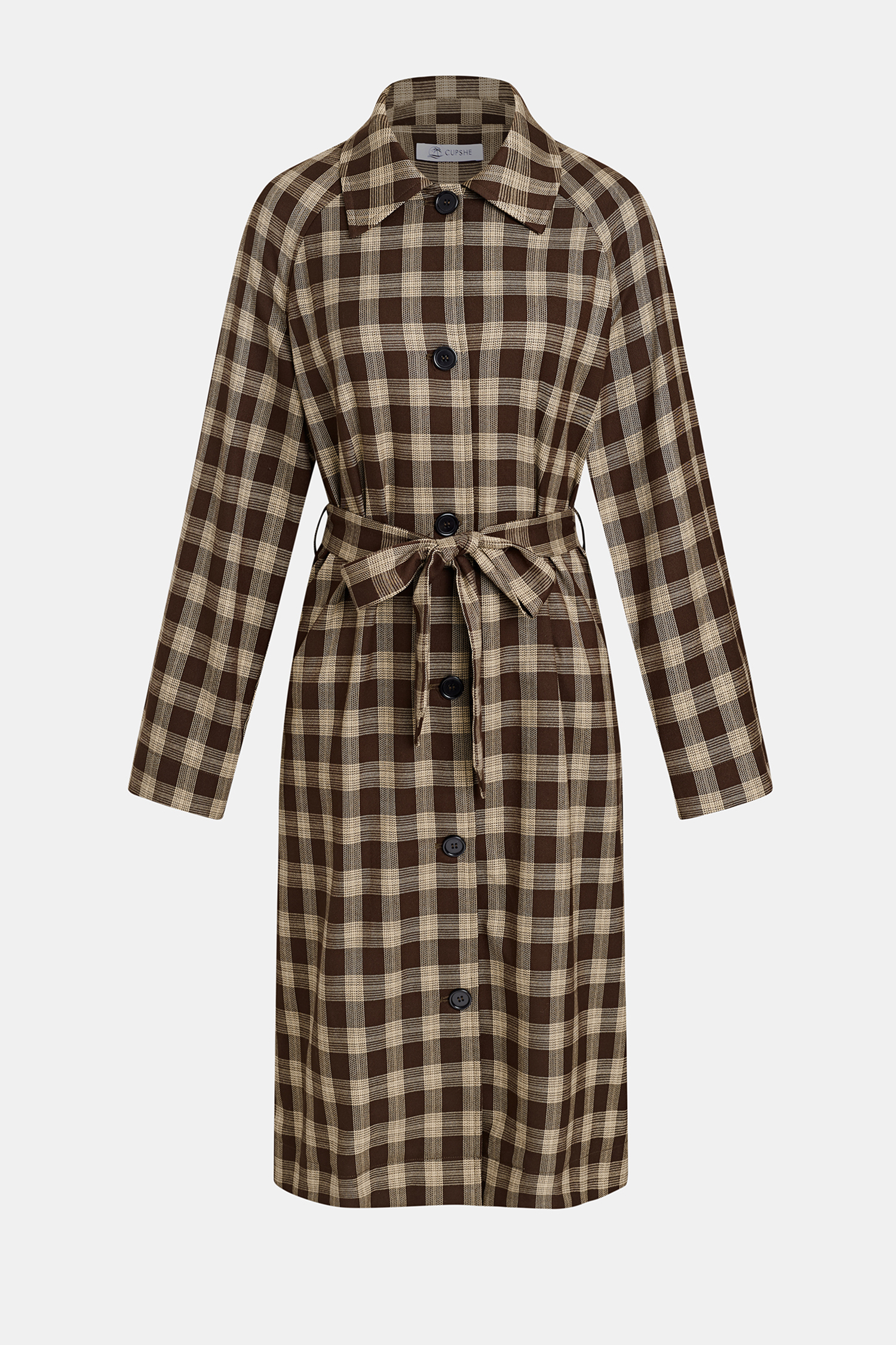 City Charm Plaid Trench Coat