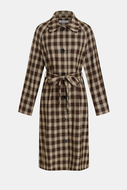 City Charm Plaid Trench Coat