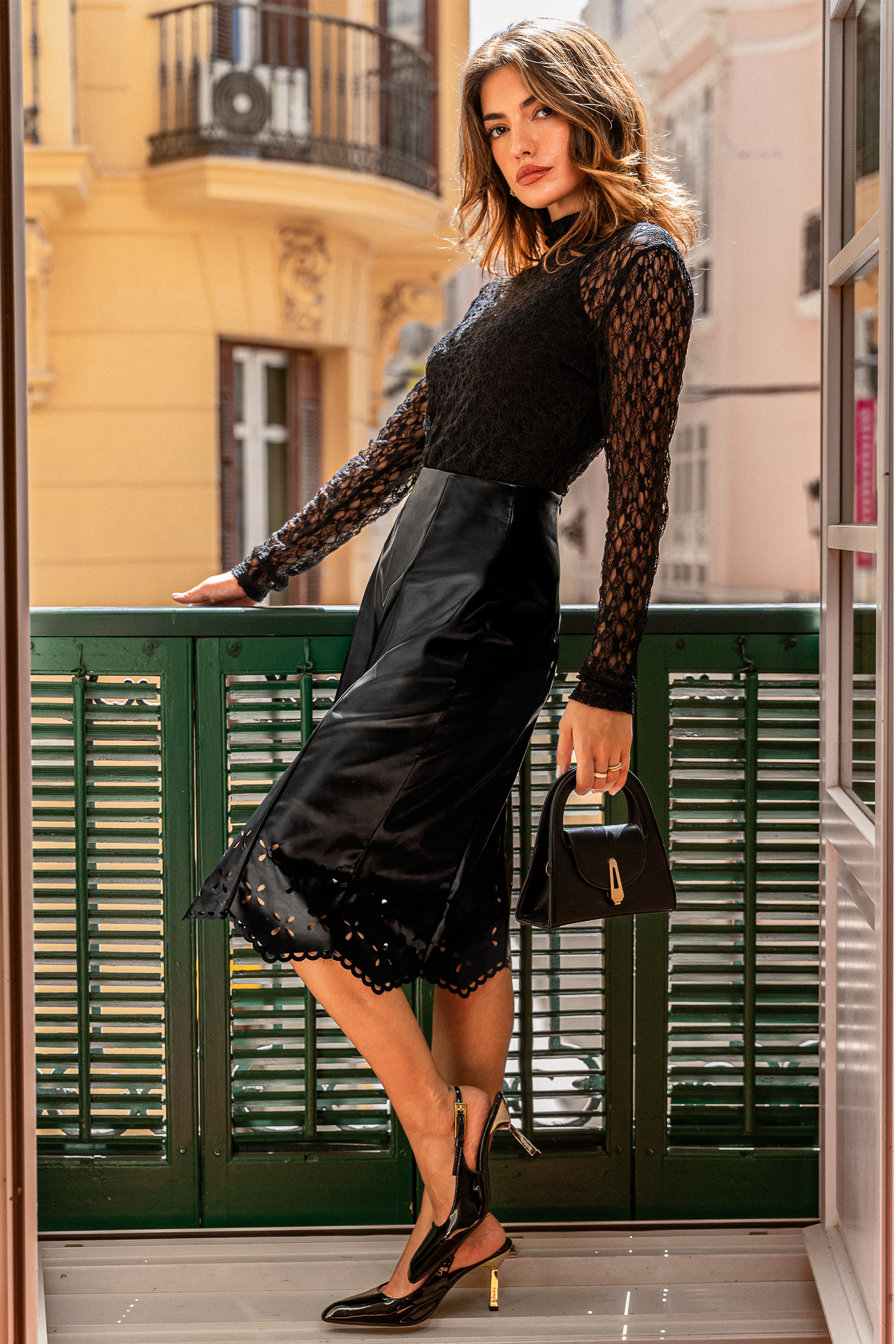 Downtown Nights Black Midi Skirt