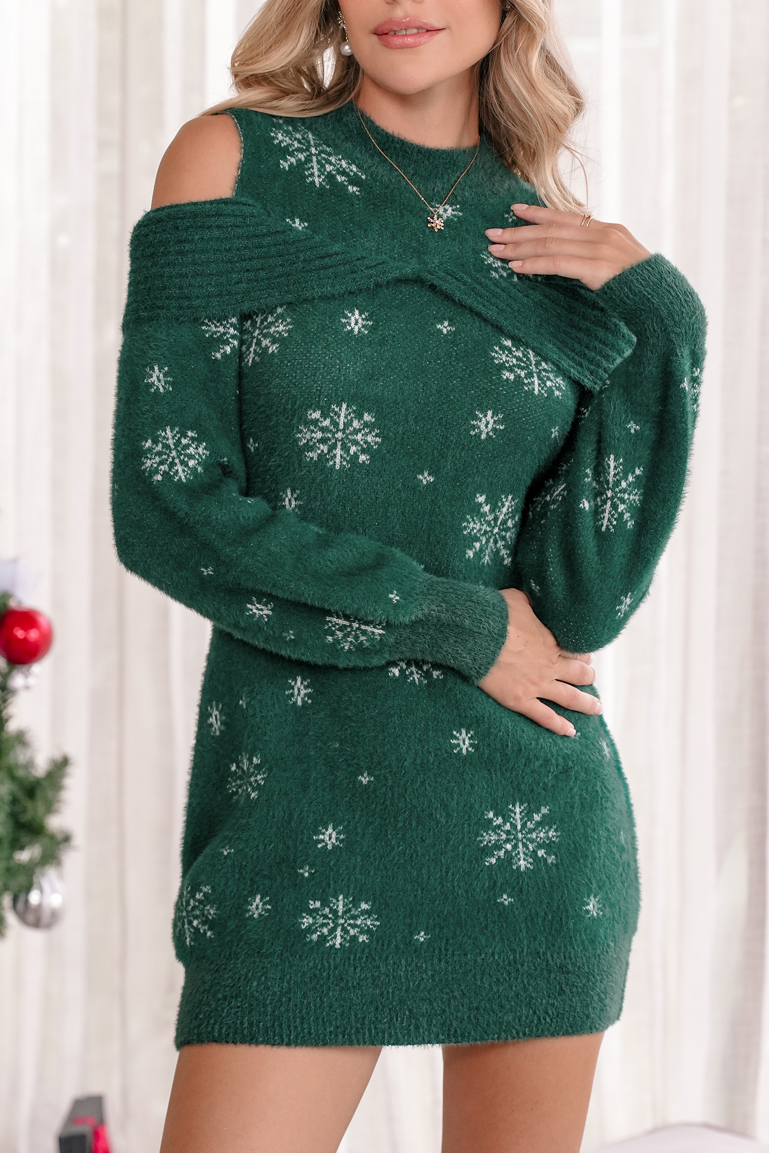Ice Crystals Holiday Sweater Dress