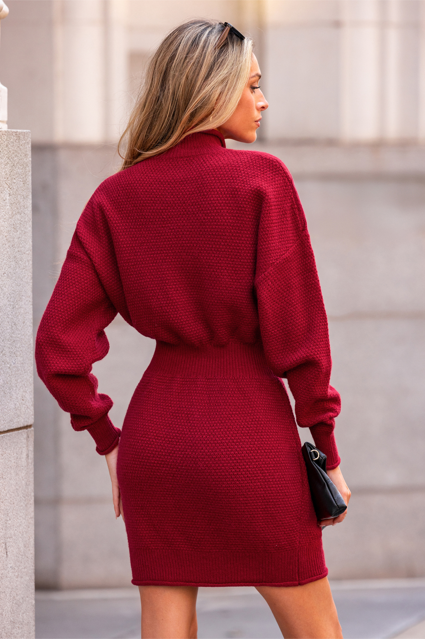 Scarlet Moments Red Mini Sweater Dress