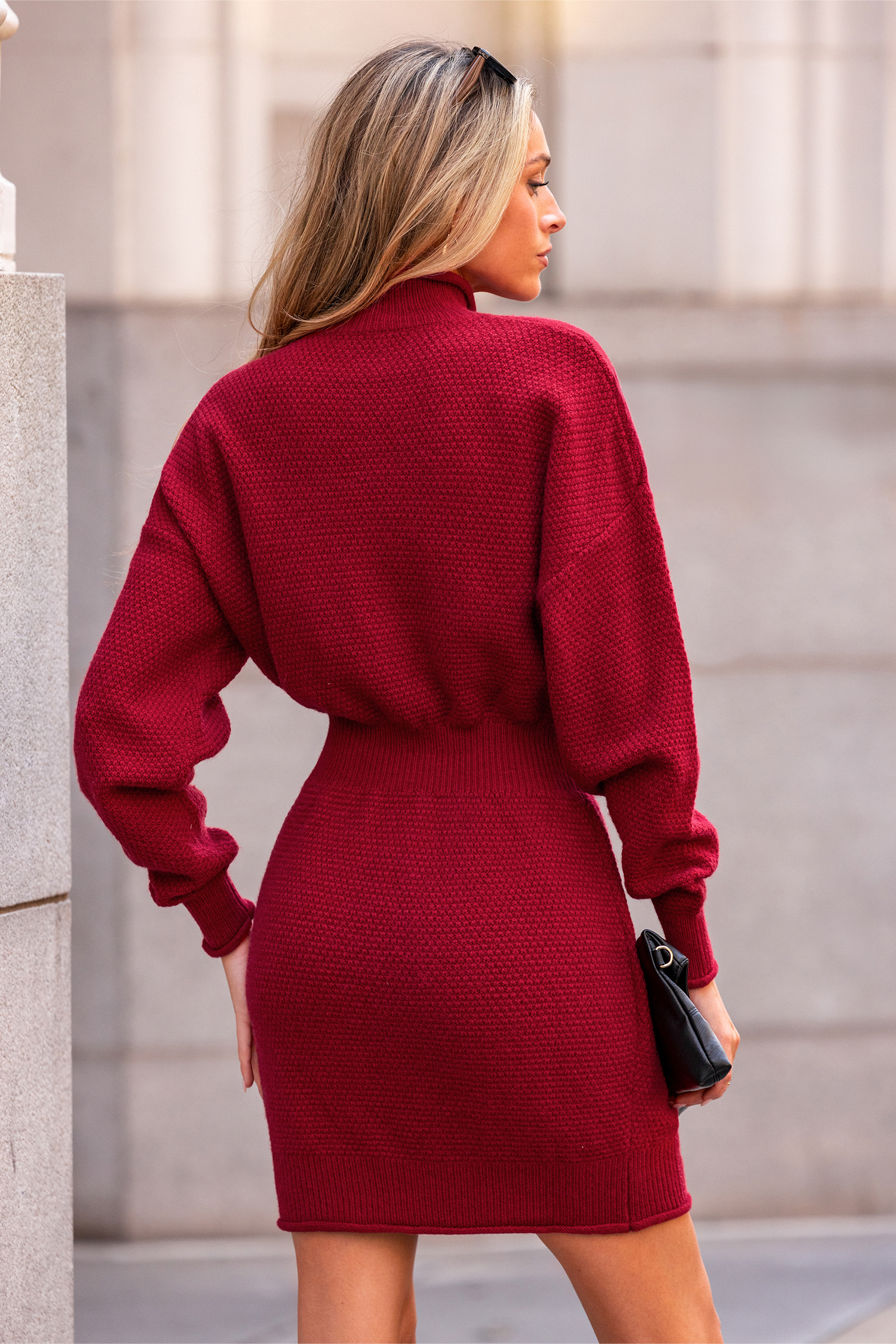 Scarlet Moments Red Mini Sweater Dress
