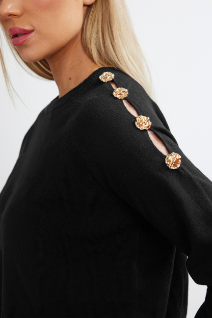 Gilded Touch Black Sweater