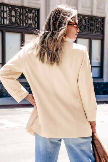 Neutral Collared Long Sleeve Blazer