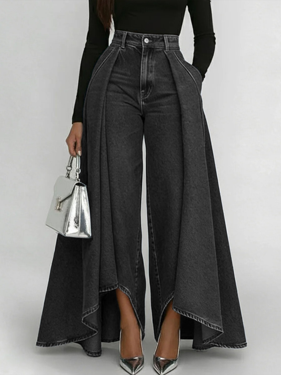 Women's High-waisted Casual Loose-fitting Wide-leg Jeans