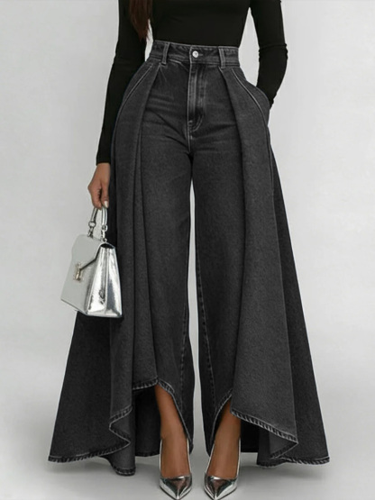 Women's High-waisted Casual Loose-fitting Wide-leg Jeans
