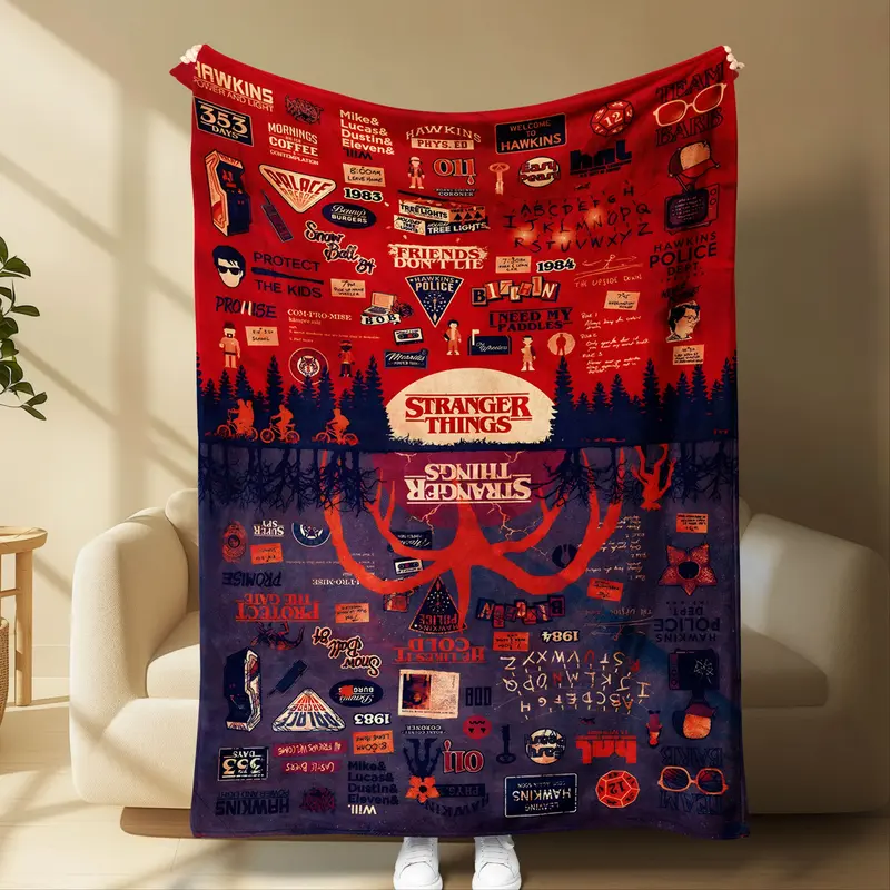 Stranger Things 5 Dark Suspense Collection Themed Blanket