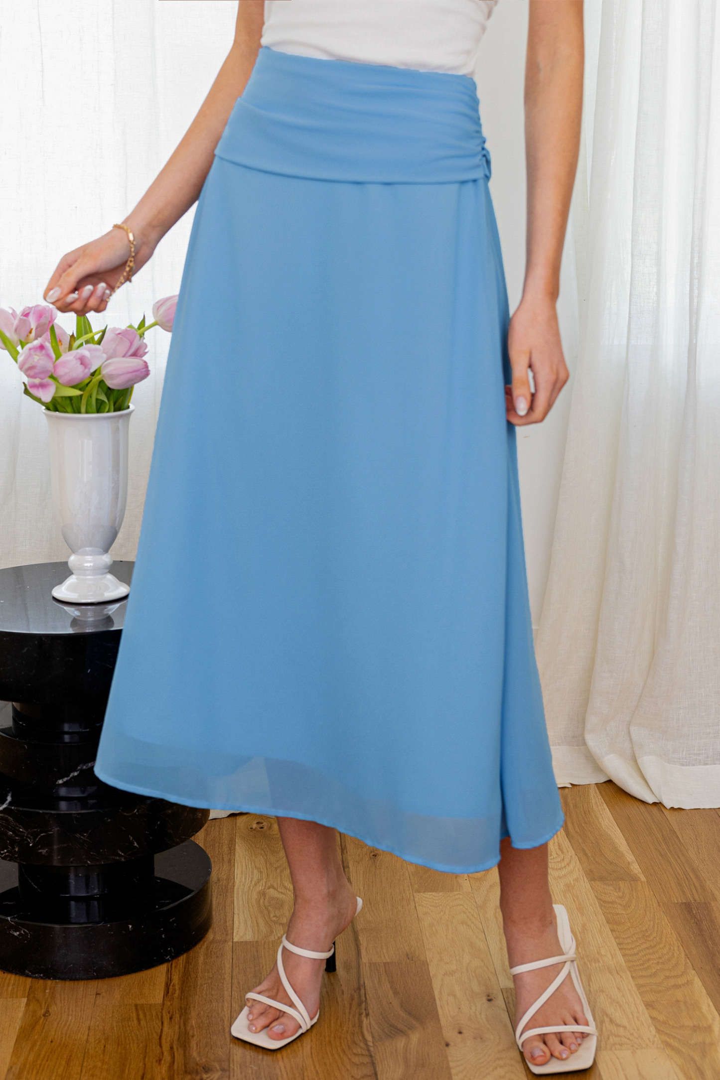 Swing Dancing Blue Midi Skirt