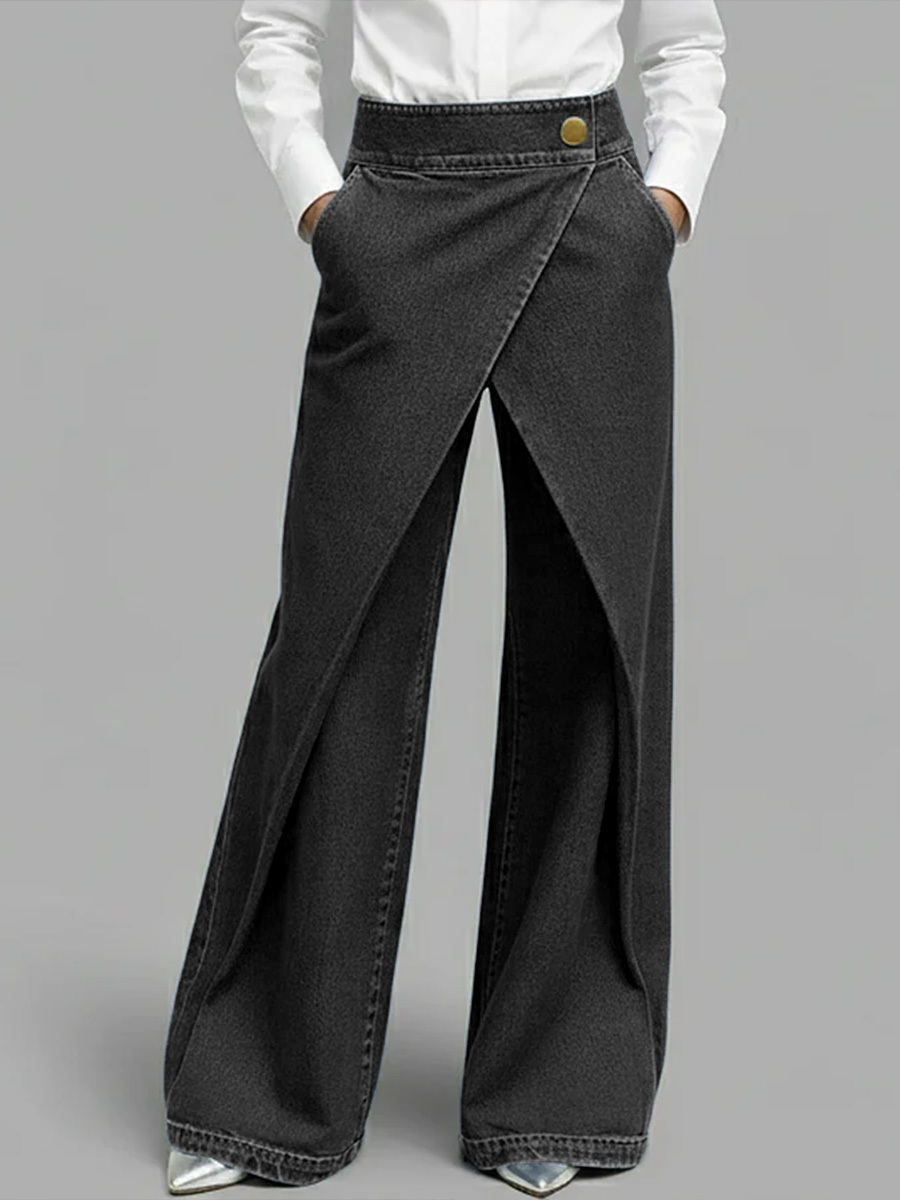 Women's High-waisted Casual Loose-fitting Wide-leg Jeans