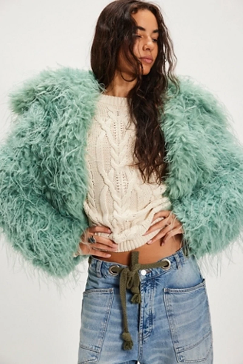 Light Green Faux Fur Jacket