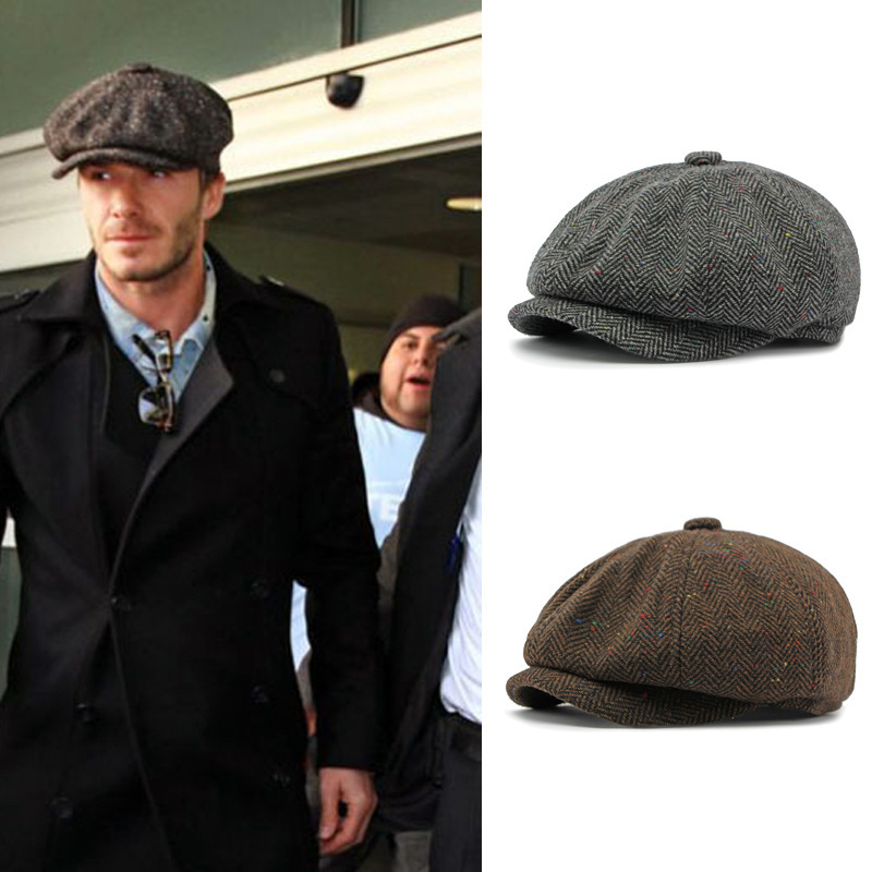 British wool octagonal newsboy cap