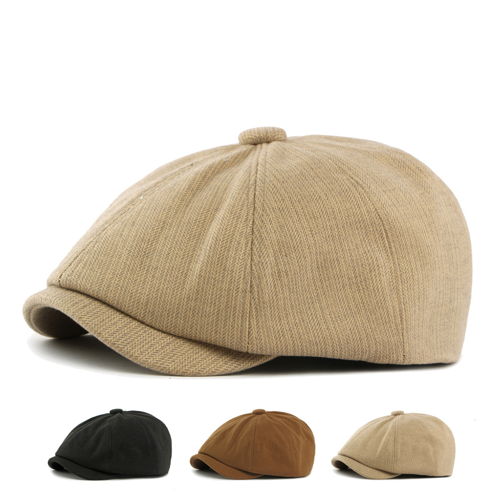 Linen newsboy cap