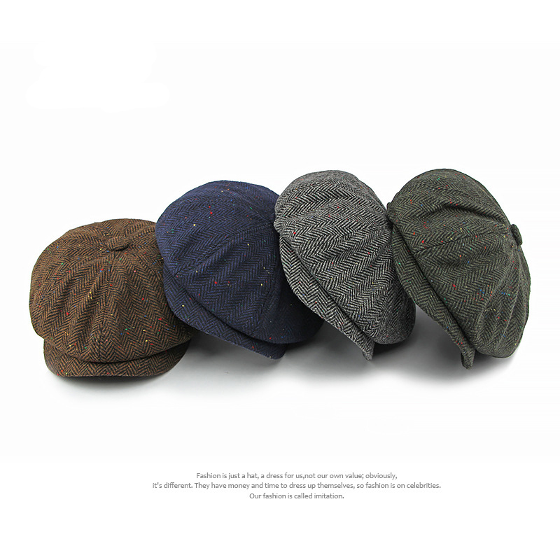 British wool octagonal newsboy cap