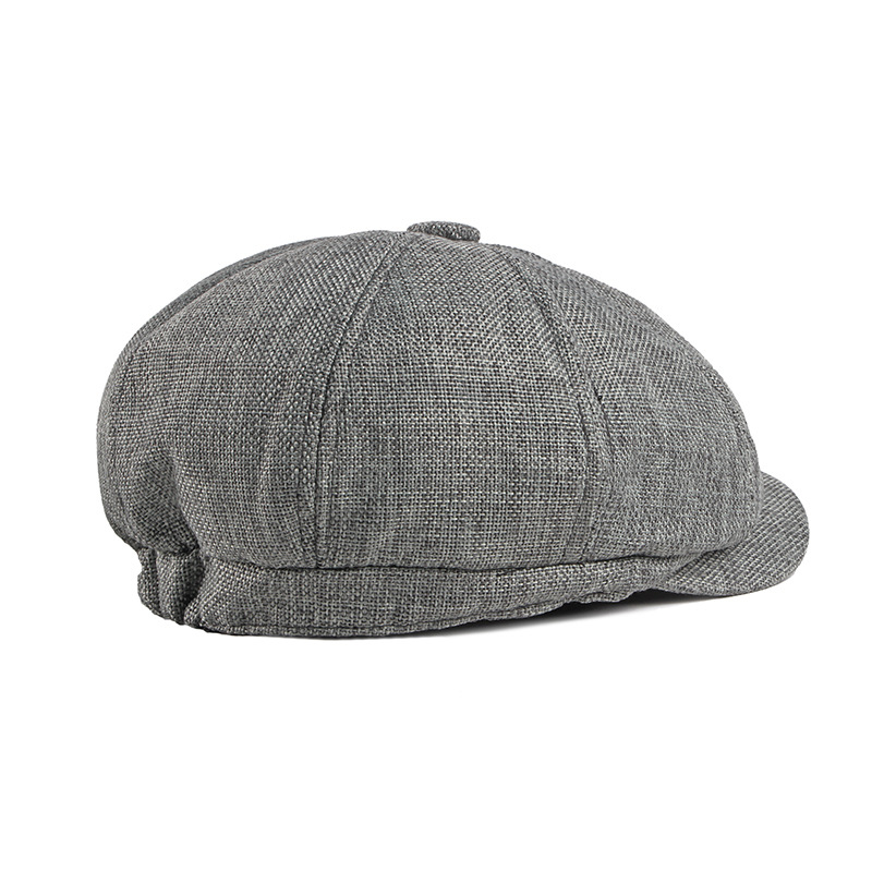 Cotton and linen octagonal newsboy cap