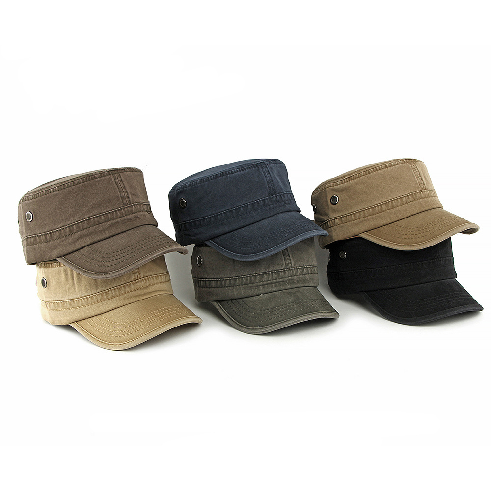 Solid color washed flat top baseball cap