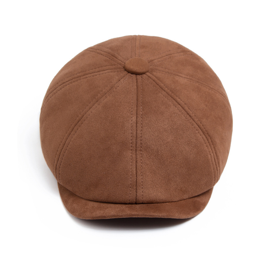 Suede octagonal newsboy cap