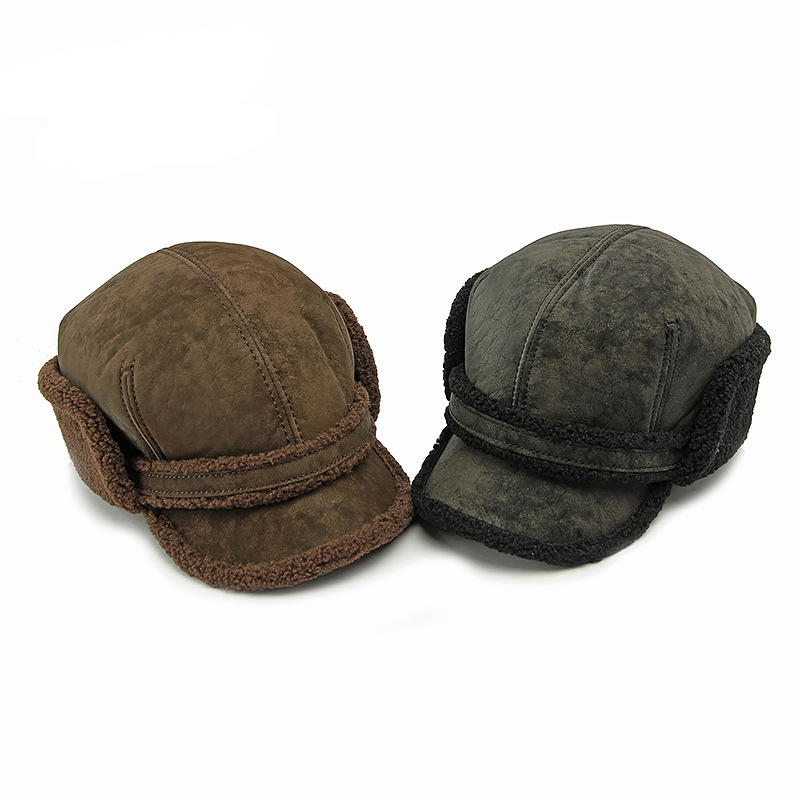 Winter fleece-lined flat top baseball cap