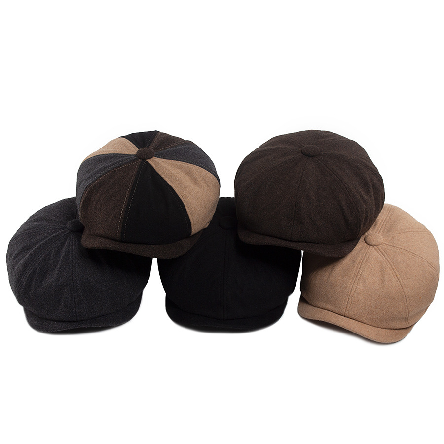 Felt octagonal newsboy cap