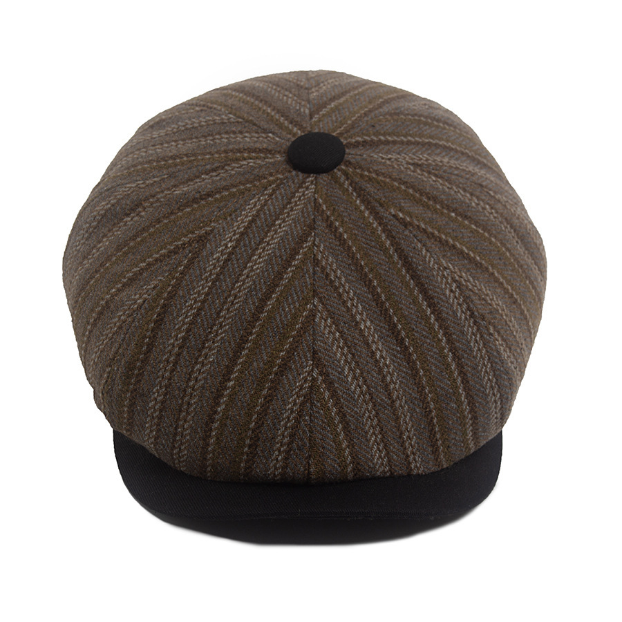 Striped knitted octagonal newsboy cap